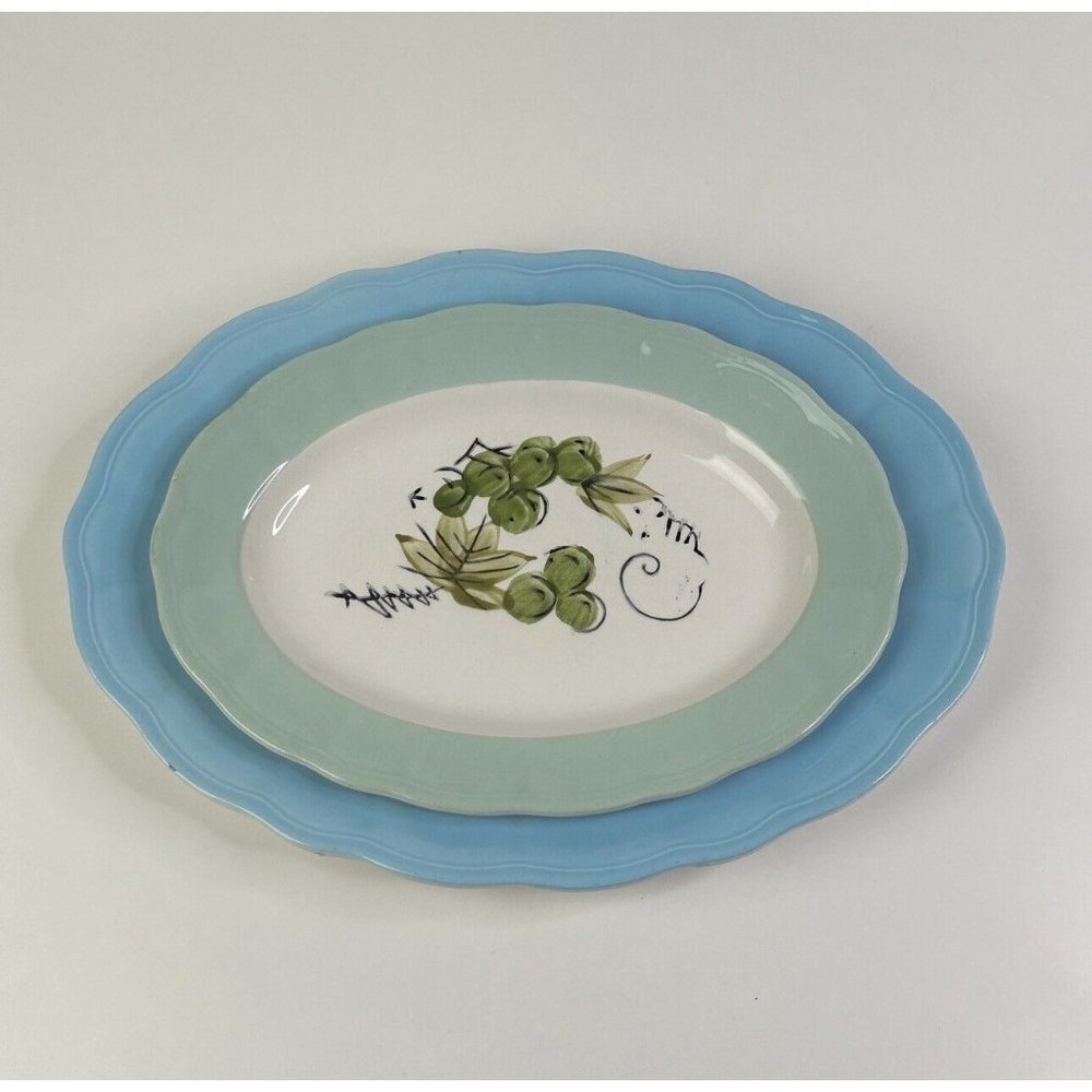 Pair of Vintage Corona Ironstone Ware Small and Medium Platter Grape Cluster - Picture 7 of 13